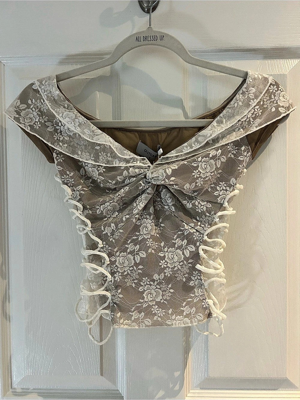OUTCAST Lace Bustier Crop Top Floral Lace